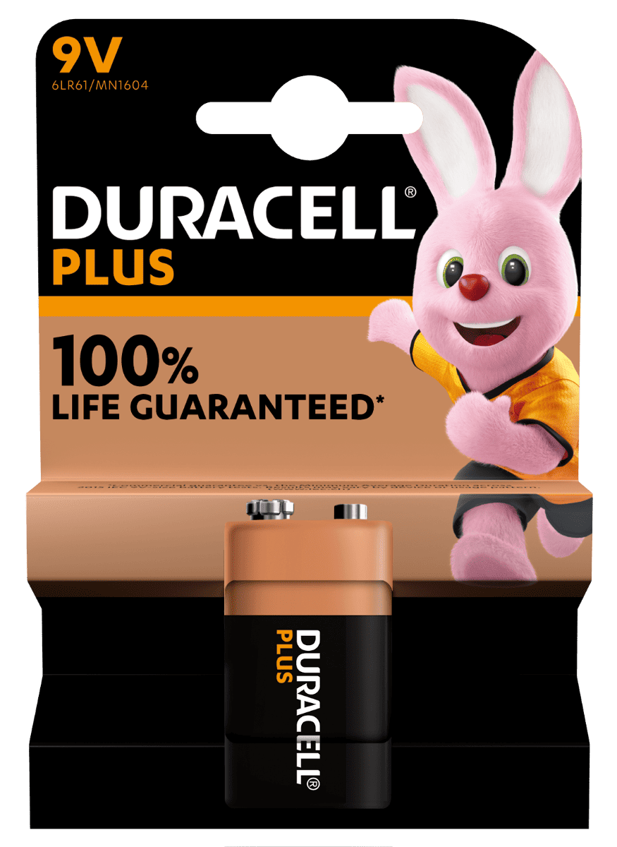 Duracell Plus 9V Alkaline Batteries 1pk +100% Life Guaranteed!