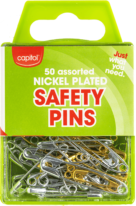 Capitol 50 Assorted Nickel Plated Safety Pins