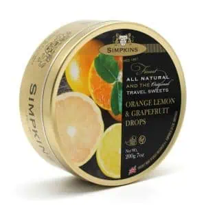 Simpkins Orange, Lemon & Grapefruit Travel Sweet Tins 200g