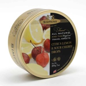 Simpkins Citrus Lemon & Sour Cherry Travel Sweet Tins 200g