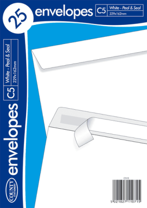 White Peel & Seal Envelopes - C5 229 x 162mm 25's