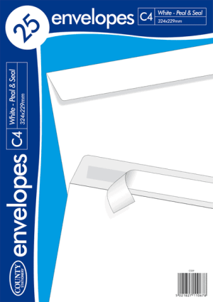 White Peel & Seal Envelopes - C4 324 x 229mm 25's