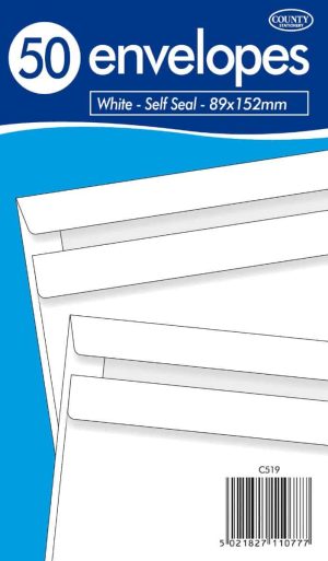 White Self Seal Envelopes - 89 x 152mm 50's