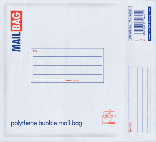 Polythene Bubble Envelopes - CD's 175x165mm