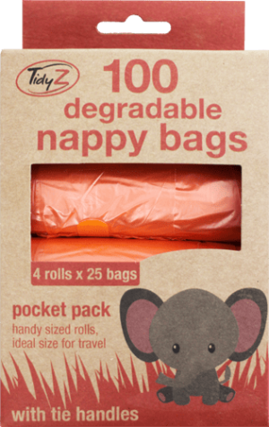 Tidyz Degradable Nappy Bags Pocket Pack 4 x 25’s