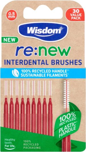 Wisdom Re:New Recycled Daily Interdental Brushes Red 30's