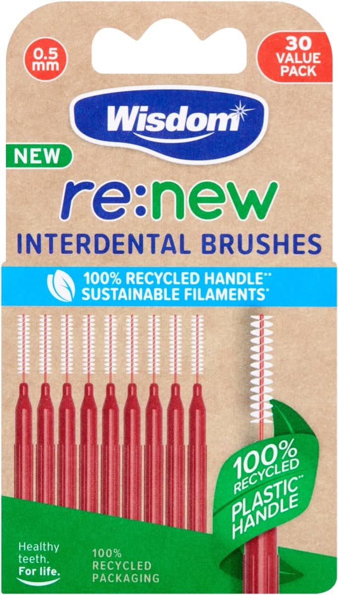 Wisdom Re:New Recycled Daily Interdental Brushes Red 30's
