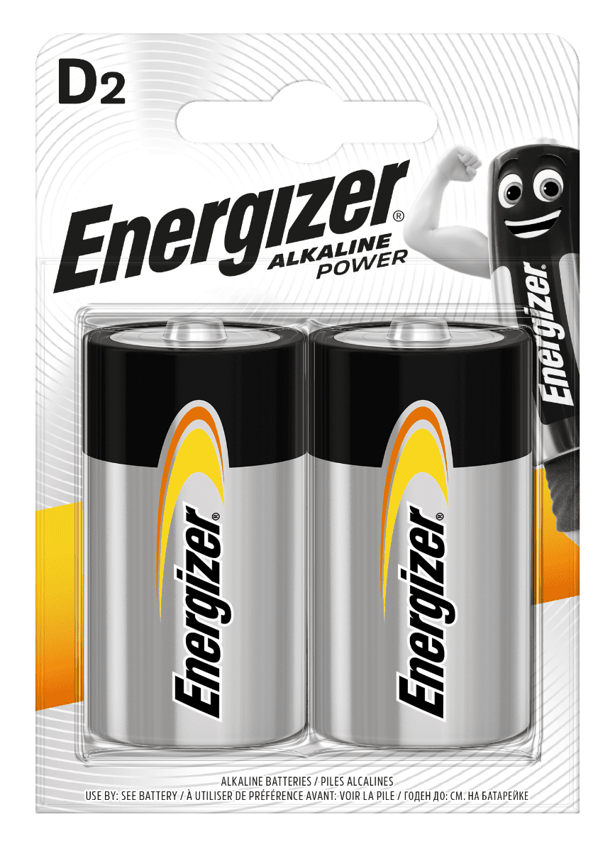 Energizer D Alkaline Power Batteries 2pk