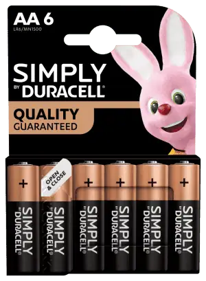 Duracell Simply AA Alkaline Batteries 6pk