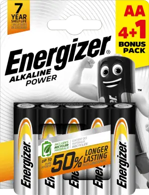 Energizer AA Alkaline Power 5pk (4+1 Free)