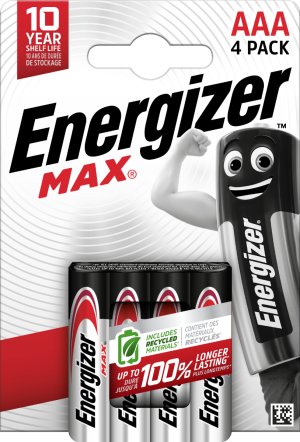 Energizer MAX AAA Alkaline Batteries 4pk Clip Strip