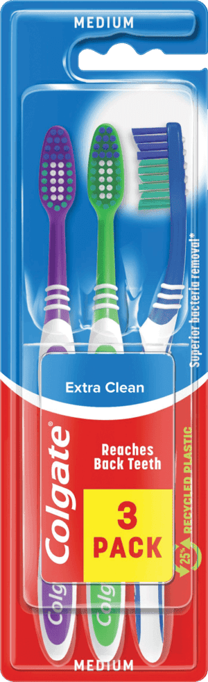 Colgate Extra Clean Toothbrush Medium 3 Pack