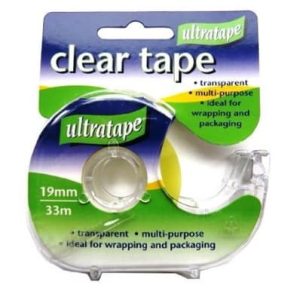 Ultratape Clear Tape 1 Roll & Dispenser 19mm x 33m