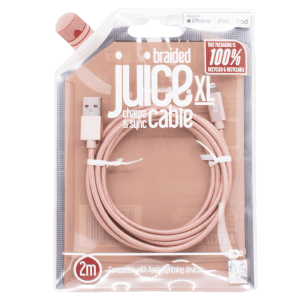Juice USB A -  Lightning Cable 2M Braided Eco Rose Gold
