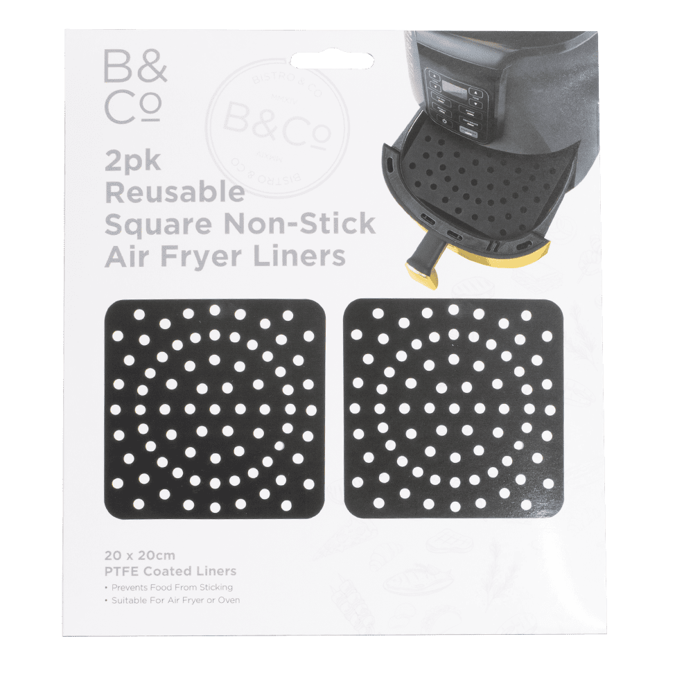 Air Fryer Liners Reuseable Non Stick Square 20cm x 20cm 2 Pack