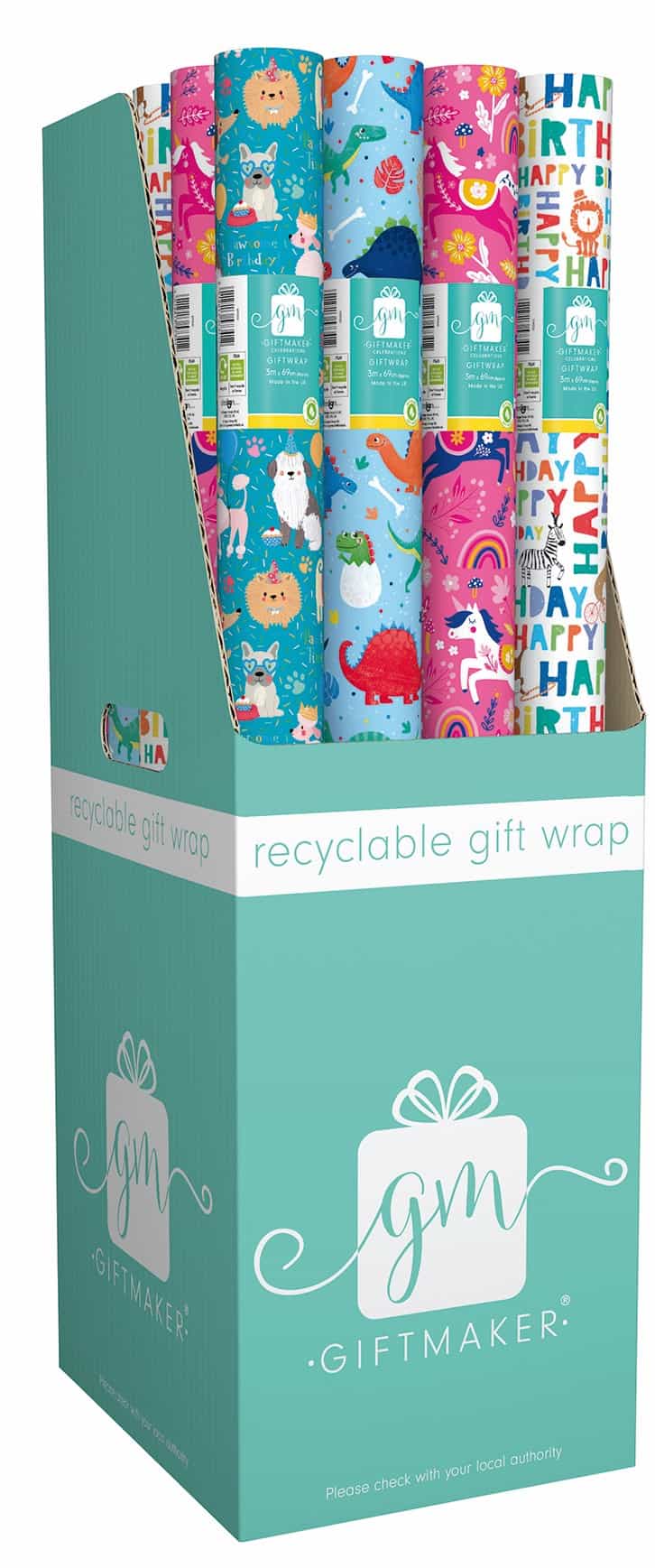 3m Children's Gift Wrap 4 Assorted Designs CDU