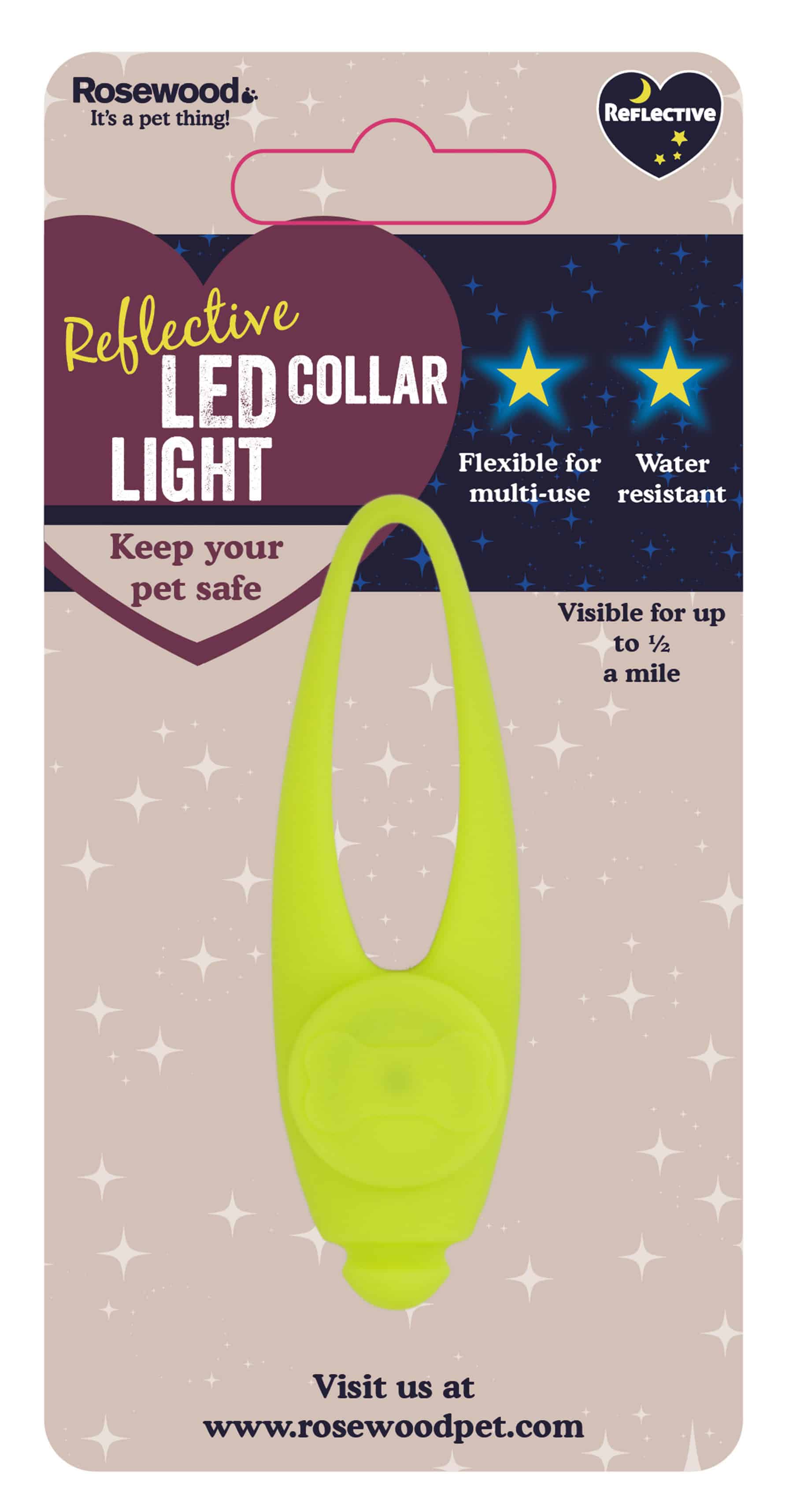 Rosewood Reflective Silicon LED Collar Light