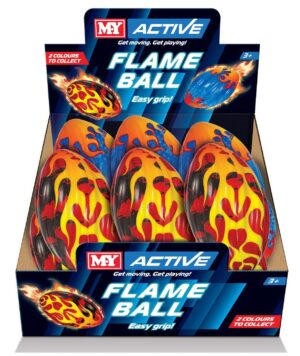 Wholesale M.Y Rugby Flame Ball 17cm CDU from Harrisons Direct.