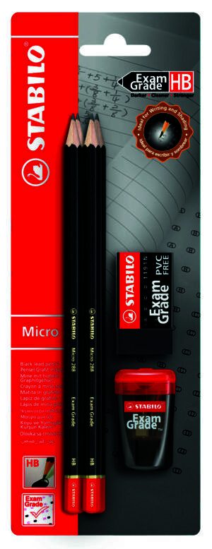 Stabilo 4 Exam Grade Pencils, Eraser and Sharpener Hang Pack
