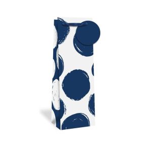 Gift Bag Bottle - Blue Spot W12cmxH36cmxD8cm