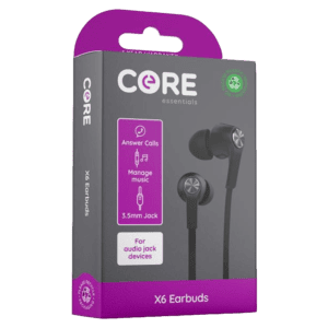 Core Essentials X6 Earphones Black 3.5mm Jack
