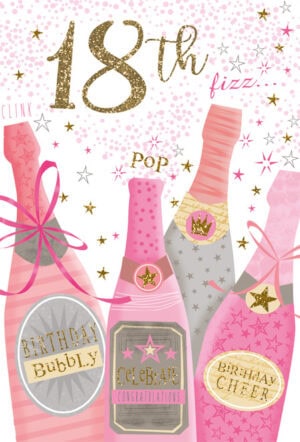 Birthday Card Female 18th - Pink Champagne