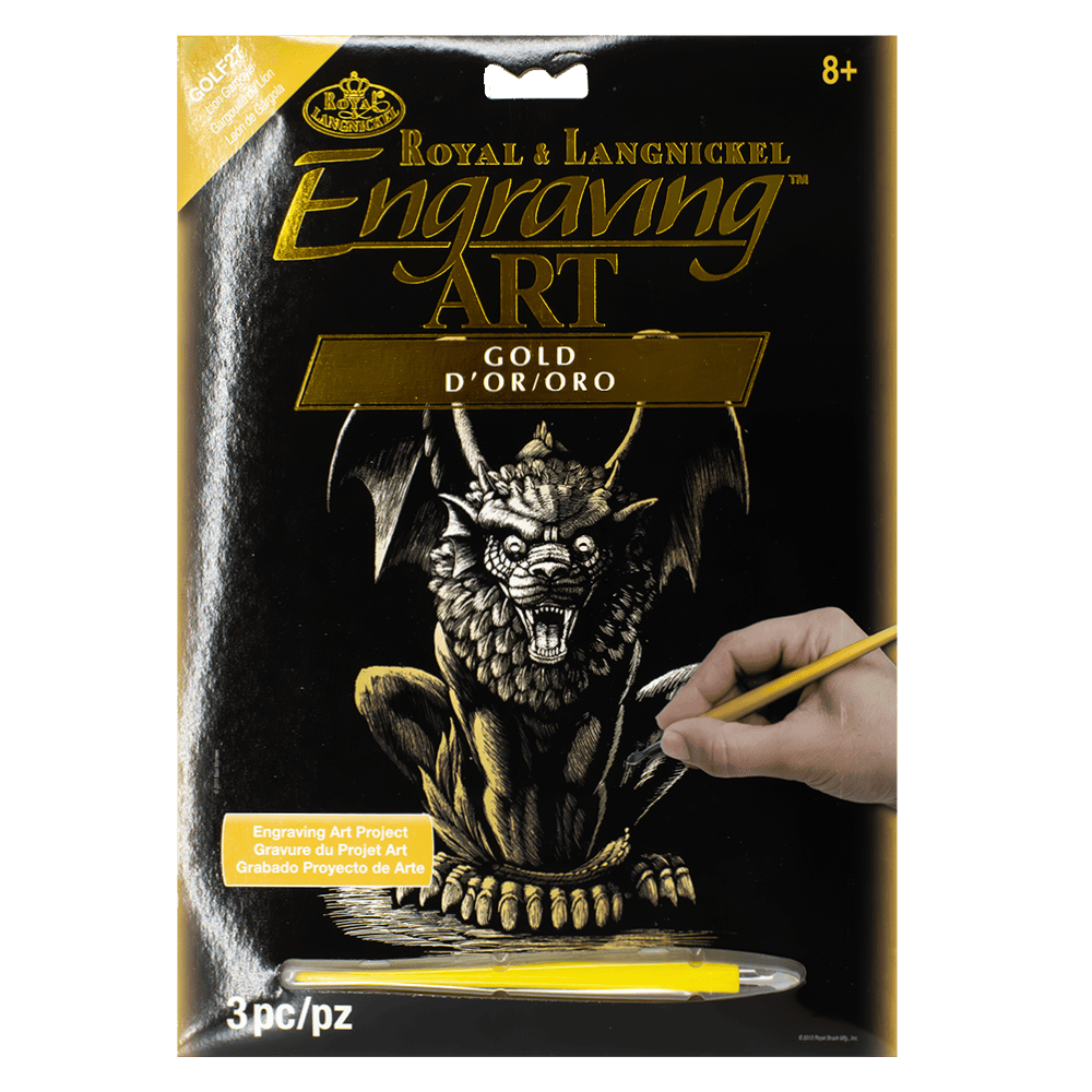 Gold Engraving Art - Lion Gargoyle