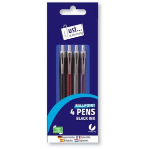 Just Stationery Ball Point Pens 4's
