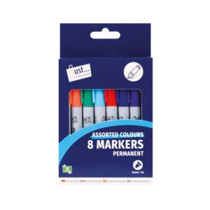 Just Stationery 8 Multi-Coloured Permanent Markers 8's