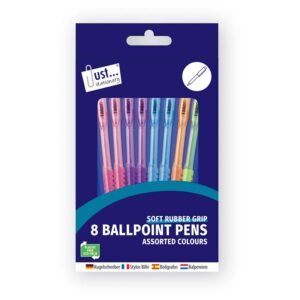 Just Stationery 8 Ballpoint Pens 5 Pastel Colours 8's