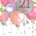 Birthday Card Female 21st - Balloons from Harrisons Direct