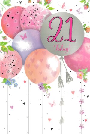 Birthday Card Female 21st - Balloons from Harrisons Direct