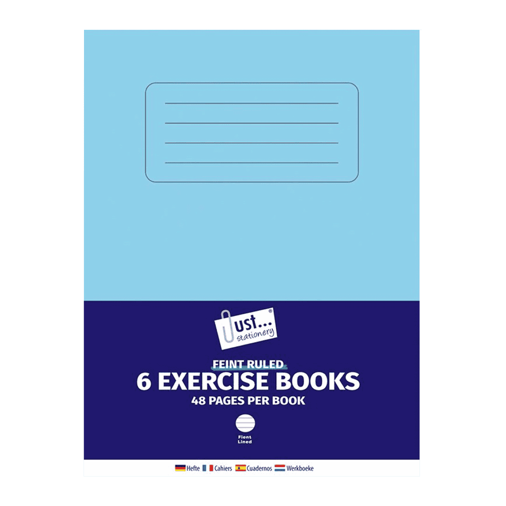 Just Stationery 6 x 48 Pages Exercise Books Feint Ruled from Harrisons Direct