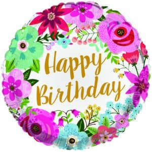 Foil Helium Balloon 18" - Happy Birthday Roses