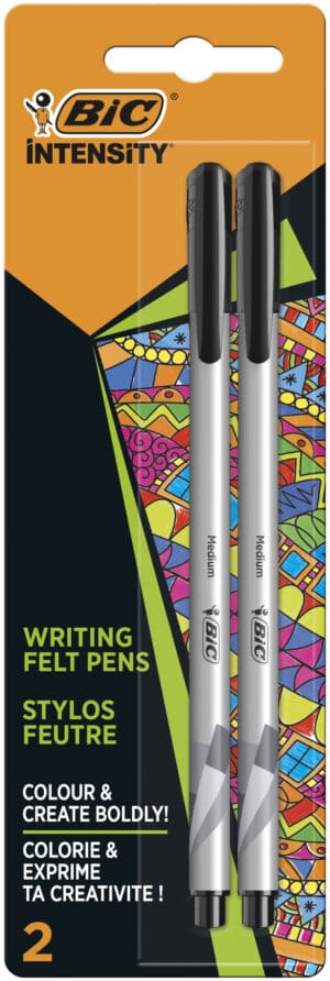 Bic Intensity Felt Pens Black 2 Pack