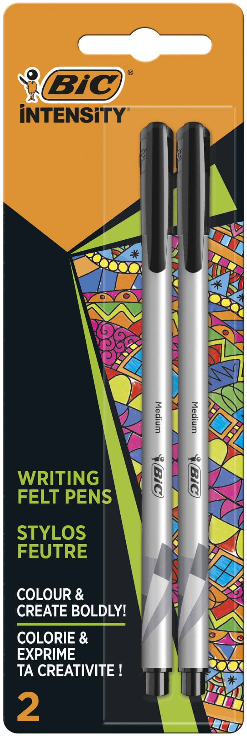 Bic Intensity Felt Pens Black 2 Pack