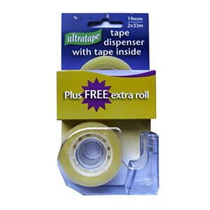 Ultratape Clear Easytear Tape 2 Rolls & Dispenser 19mm x 33m