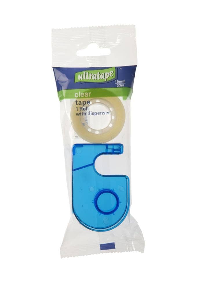 Ultratape Clear Easytear Tape & Dispenser 19mm x 33m