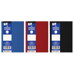 Just Stationery A6 hardback Notebook Red, Blue, Black from Harrisons Direct