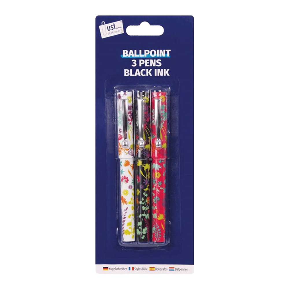 Just Stationery Designer Barrel Ball Point Pens 3s from Harrisons Direct