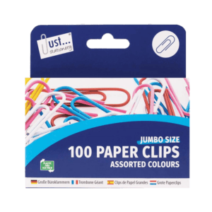 Just Stationery Jumbo Paperclips Assorted Colours from Harrisons Direct