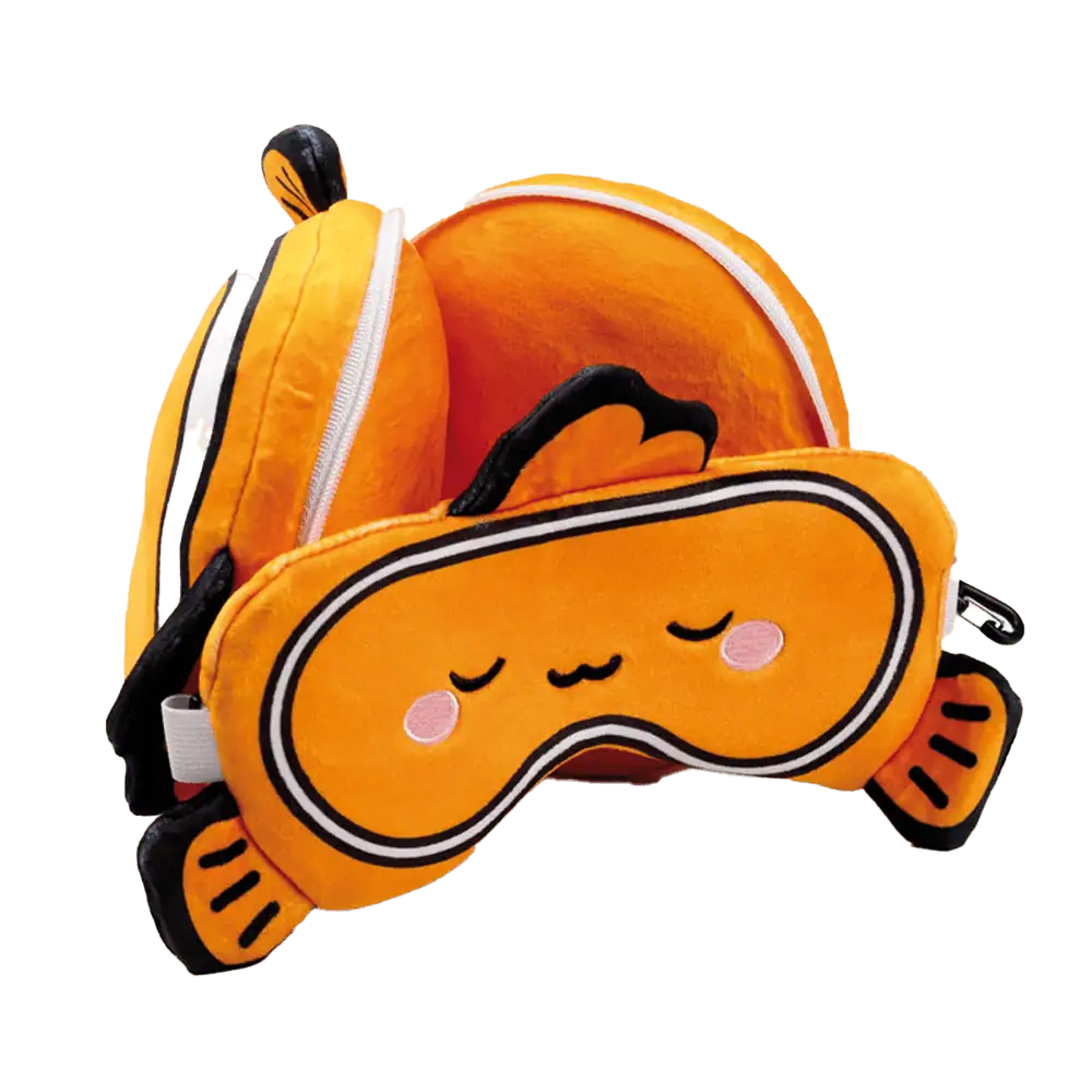 Relaxeazzz Adoramals Finley the Clown Fish Plush Travel Pillow & Eye Mask from Harrisons Direct