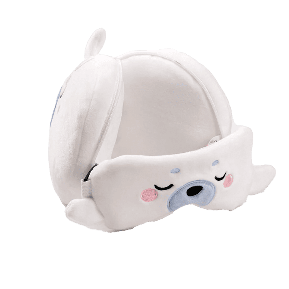 Relaxeazzz Adoramals Kai the Seal Plush Travel Pillow & Eye Mask from Harrisons Direct