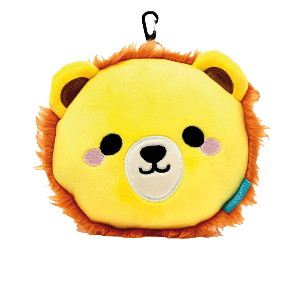 Relaxeazzz Lion Plush Travel Pillow & Eye Mask from Harrisons Direct