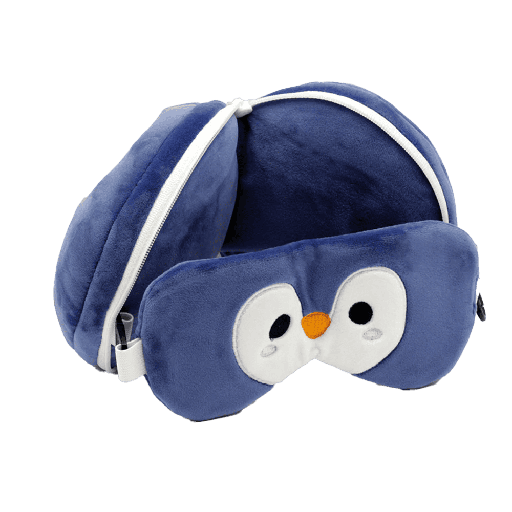 Relaxeazzz Penguin Plush Travel Pillow & Eye Mask from Harrisons Direct