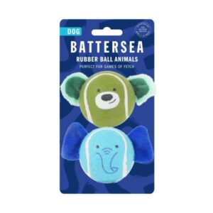 Rosewood Battersea Rubber Ball Animals Dog Toy in hang pack from Harrisons Direct