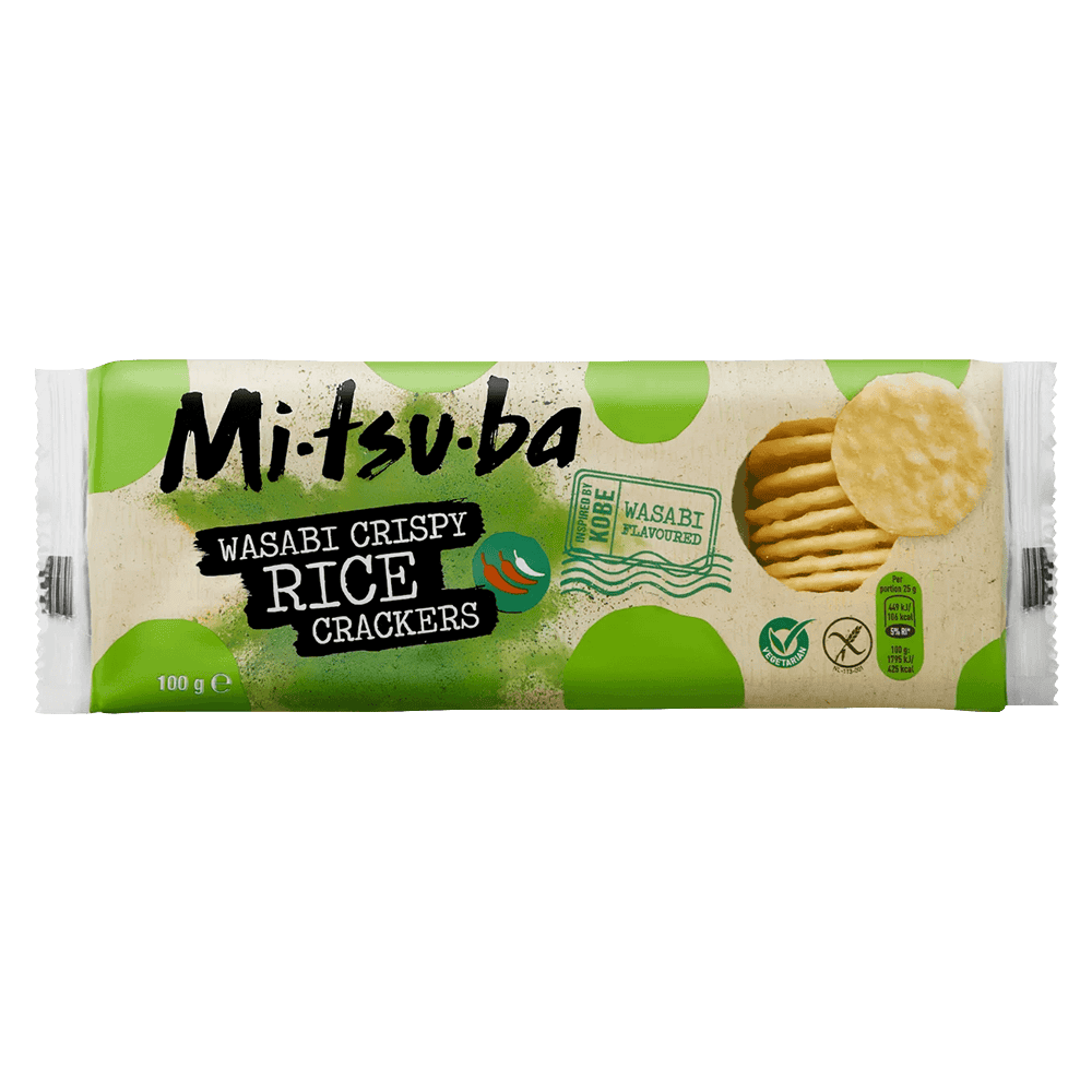 Mitsuba Wasabi Crispy Rice Crackers 100g from Harrisons Direct