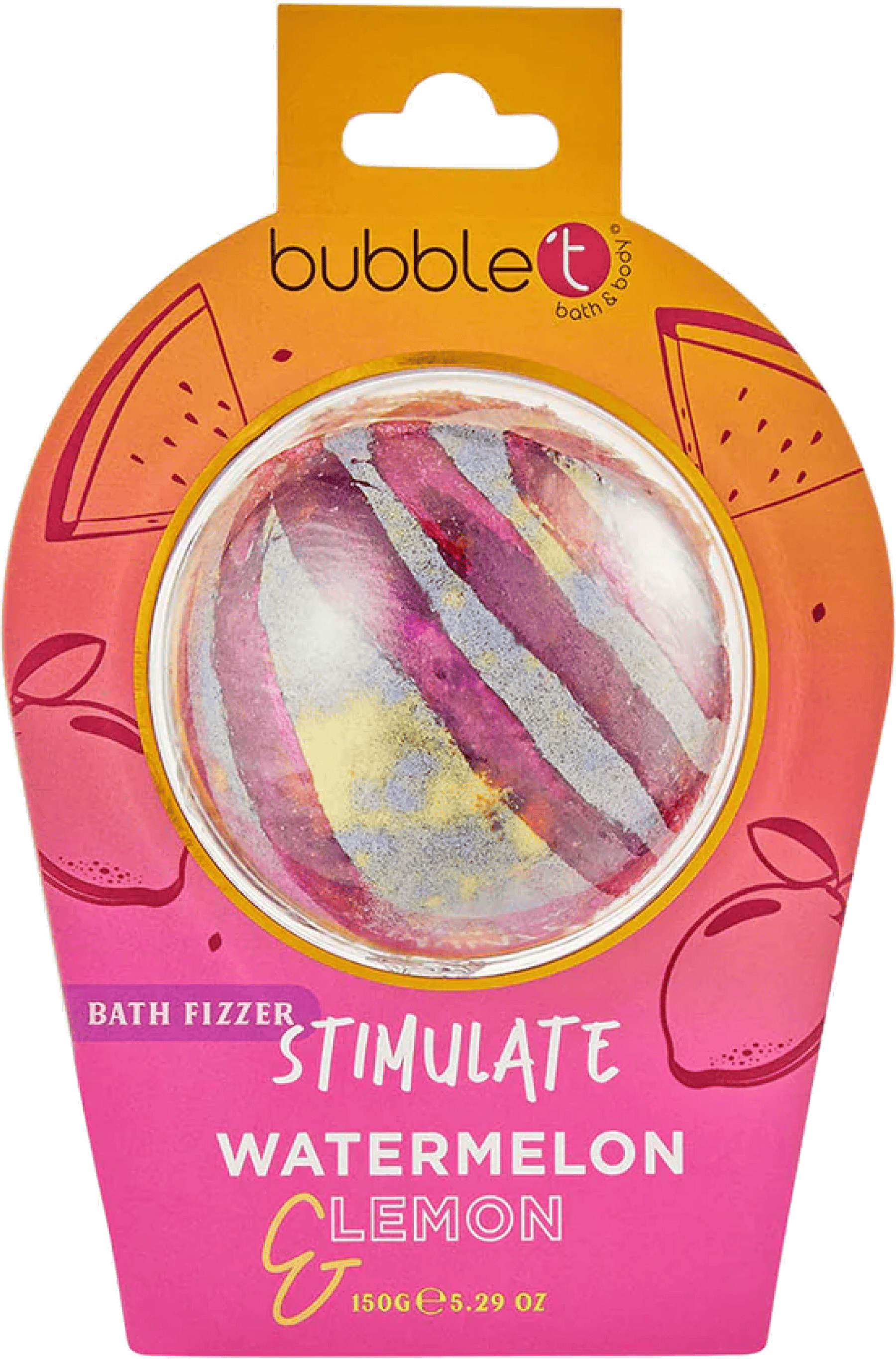 Bubble T Stimulate Bath Fizzer Watermelon & Lemon 150g from Harrisons Direct
