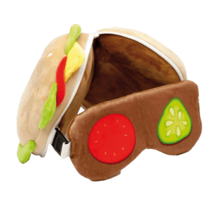 Relaxeazzz Fast Food Burger Plush Travel Pillow Eye Mask from Harrisons Direct