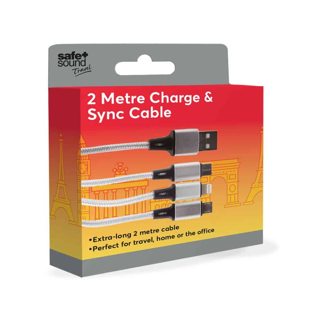 Safe & Sound Travel Charging Cable 2 Metres from Harrisons Direct